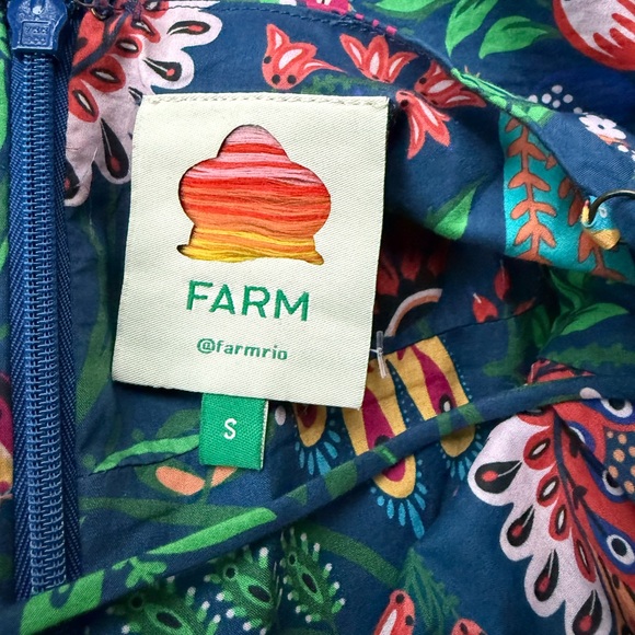 FARM Rio Tropical Bird Print Puff Sleeve Tropical Print Cotton Jumpsuit sz S - Picture 4 of 8